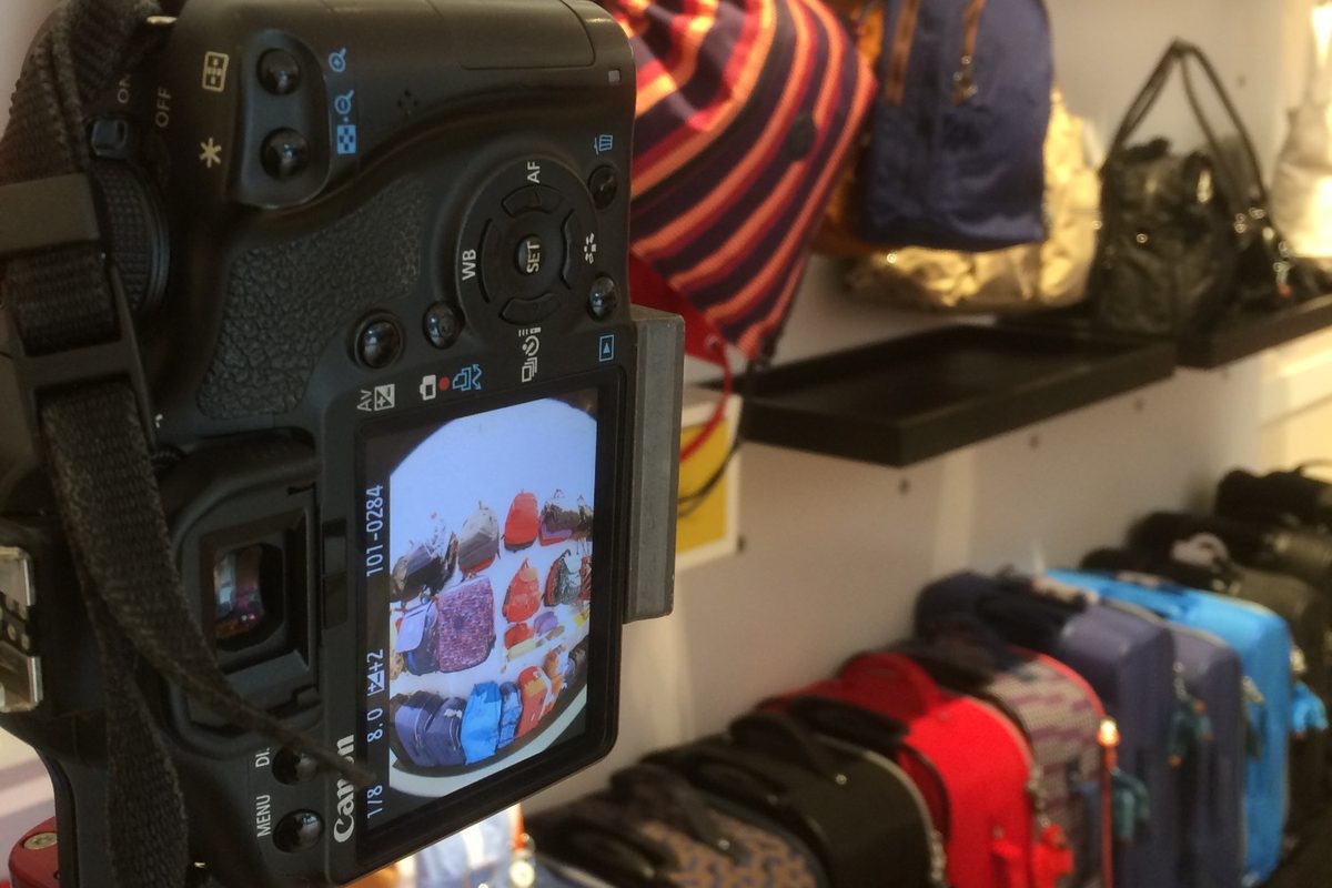 Shooting a bag shop with a fisheye lens