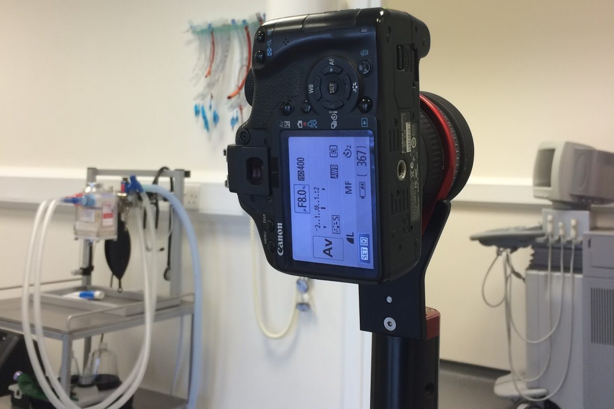 A panoramic head set up in a clinic