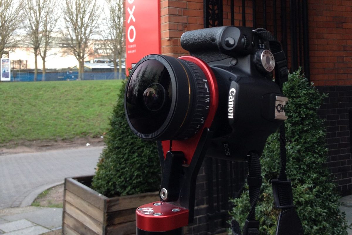 A fisheye rig outside a London venue